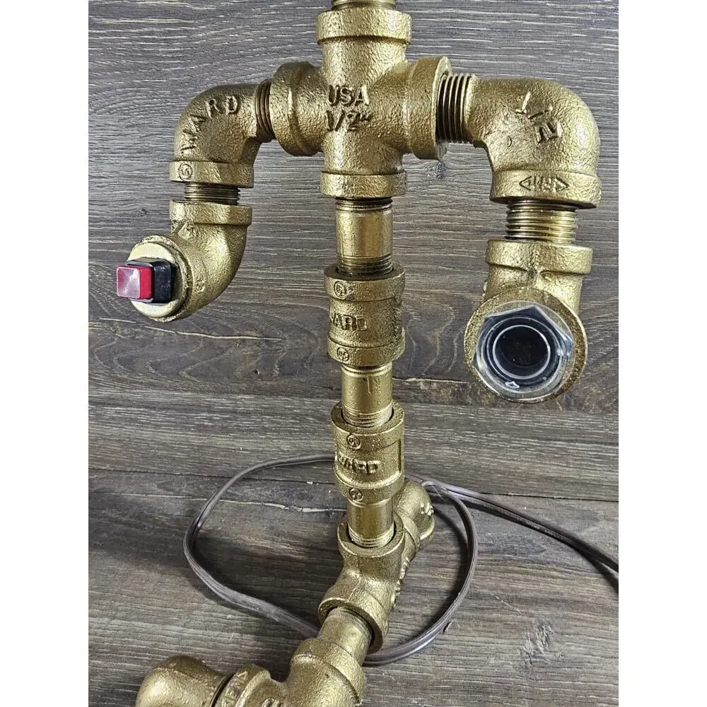 Industrial Steampunk Pipe Lamp Handmade Brass Fittings Desk Light Vintage Style